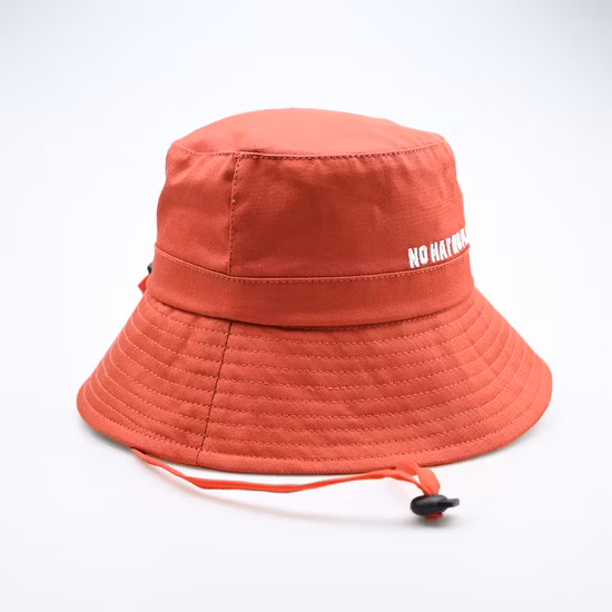 Custom Yellow Cotton Embroidered Reversible Bucket Hat with String