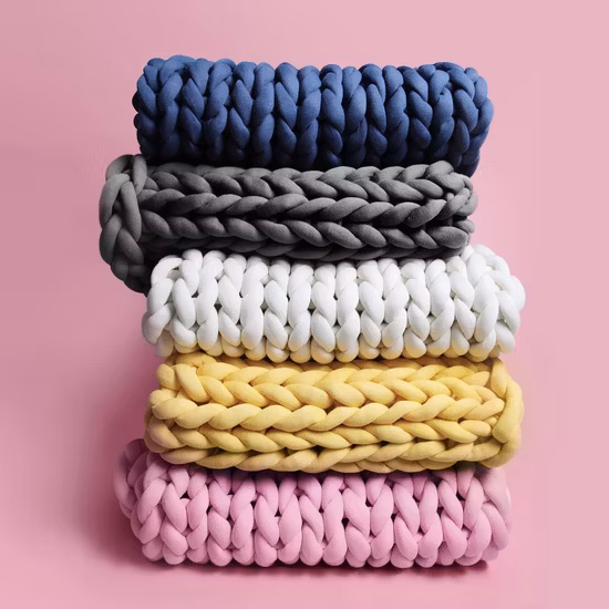 Cobertor de luxo artesanal de fio grosso, tamanho personalizado, cabo grande, malha de chenille, laranja queimada, cobertor de sofá de cama