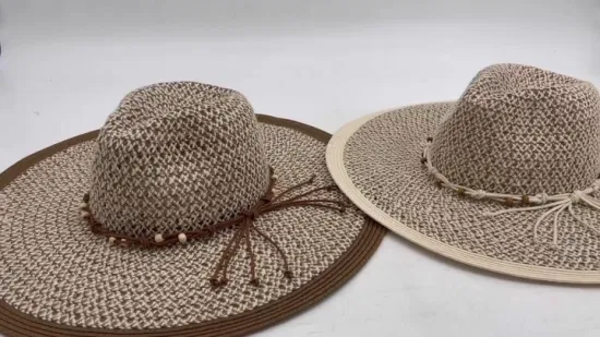 Chapéus de moda femininos senhora multi trança mista papel flexível chapéu de verão atacado chapéu de palha para viagens