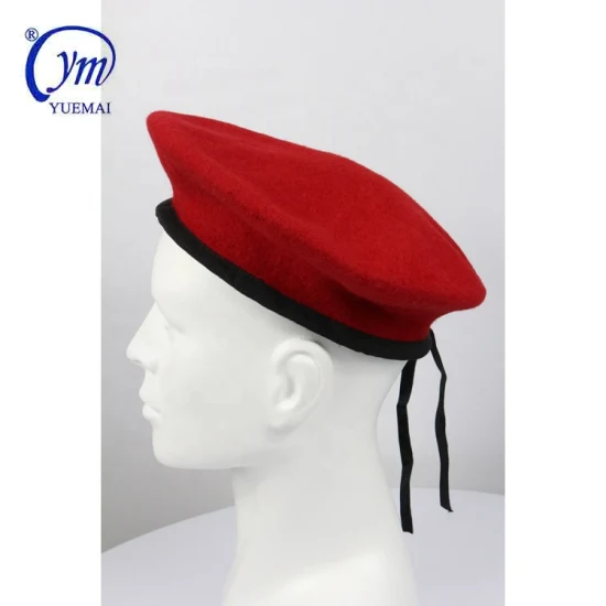 Chapéu tático de boina masculina de lã vermelha da polícia militar do exército