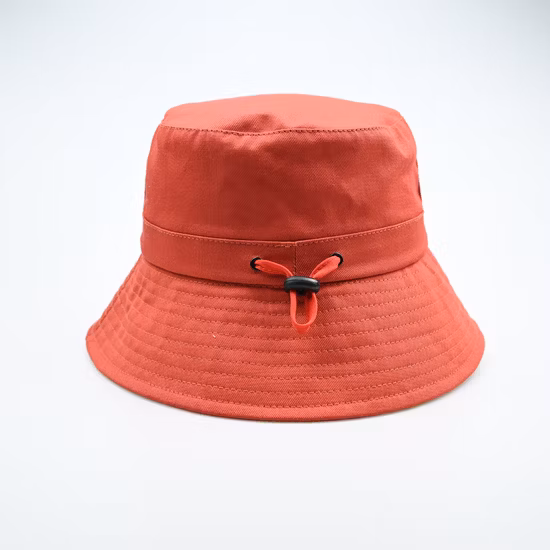 Chapéu reversível bordado de algodão amarelo personalizado com cordão