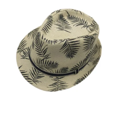 Chapéu de palha impresso em árvore de papel fresco de verão personalizado de alta qualidade