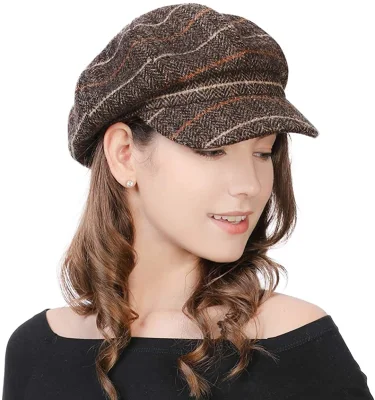 Chapéus femininos clássicos de lã marrom, boinas francesas elegantes, bonés de jornaleiro, chapéu IVY